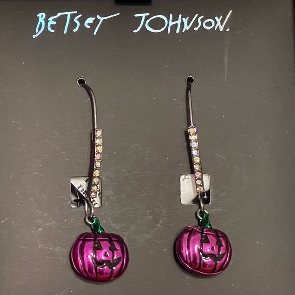 Betsey Johnson Jewelry - Betsey Johnson Purple Jack-o-lantern Drop Earrings
